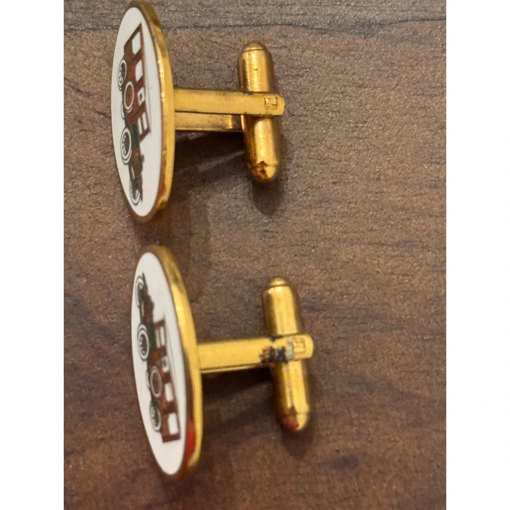 Vintage Avon Ford Model T Gold Tone‎ Enamel Cufflings Men